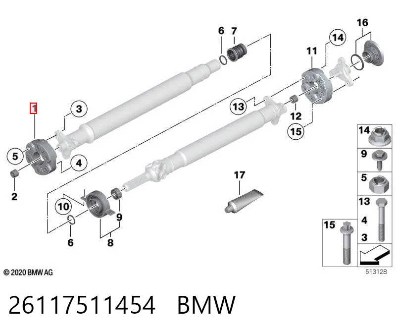 26117511454 BMW Przegub elastyczny (wg kodów 124 411 00 15, 03918)