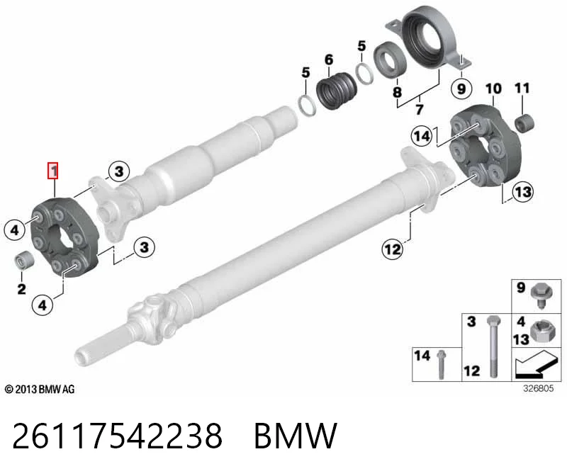 26117542238 BMW Przegub elastyczny wału przedni