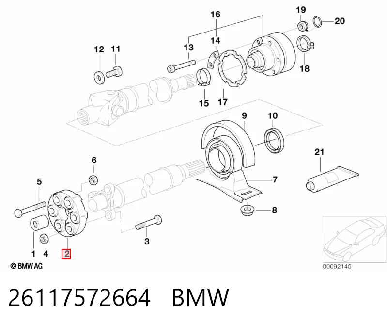 26117572664 BMW Przegub elastyczny wału przedni