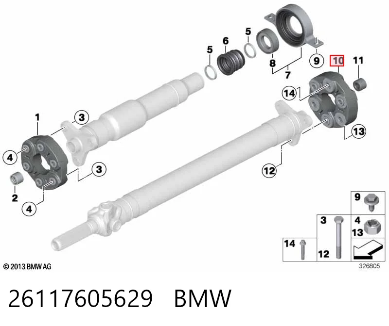 26117605629 BMW Przegub elastyczny wału przedni/tylny