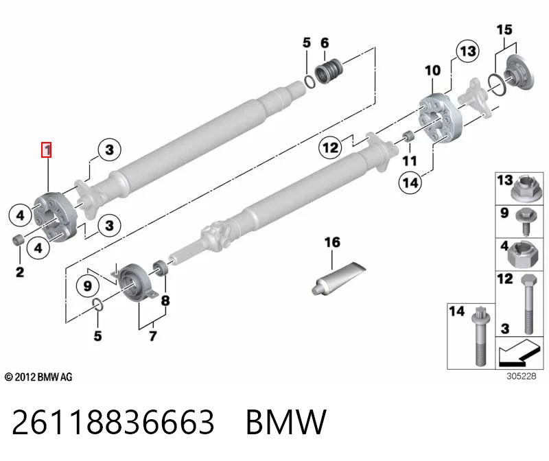 26118836663 BMW Przegub elastyczny (wg kodów 124 411 00 15, 03918)