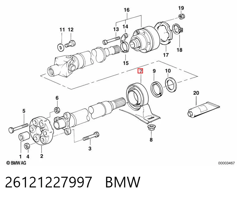 26121227997 BMW Łożysko podwieszane wału Cardana