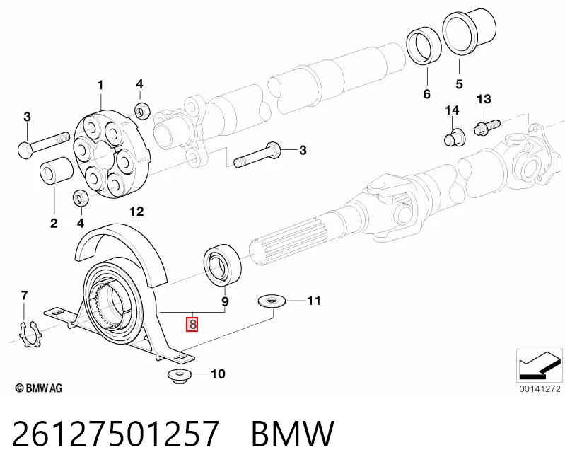 26127501257 BMW Łożysko podwieszane wału Cardana