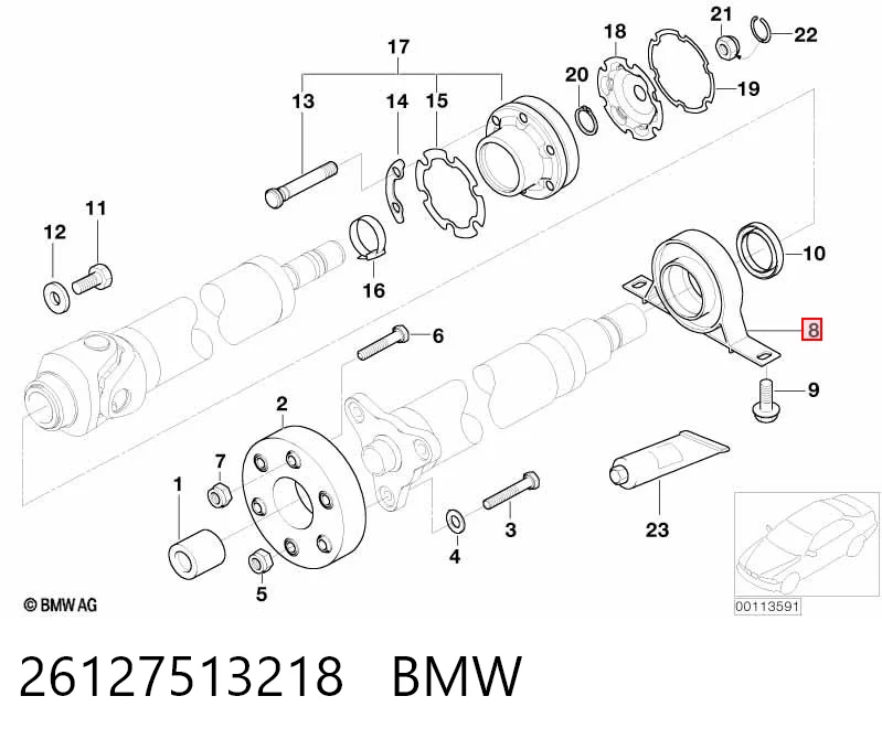 26127513218 BMW Łożysko podwieszane wału Cardana