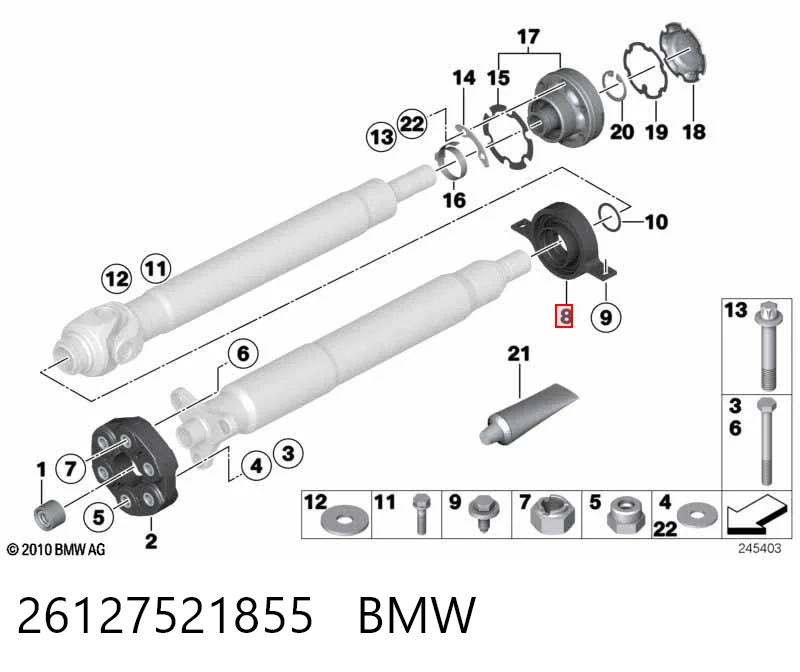 26127521855 BMW Łożysko podwieszane wału Cardana