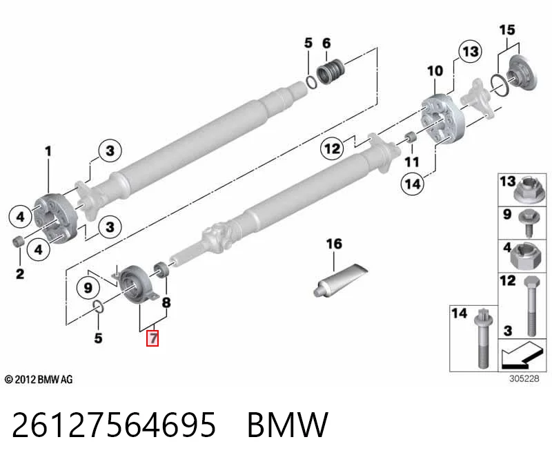 26127564695 BMW Łożysko podwieszane wału Cardana
