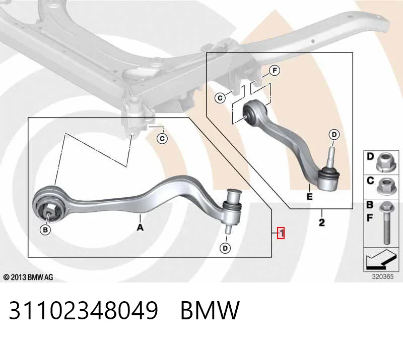 31102348049 BMW Wahacz zawieszenia przedniego dolny lewy