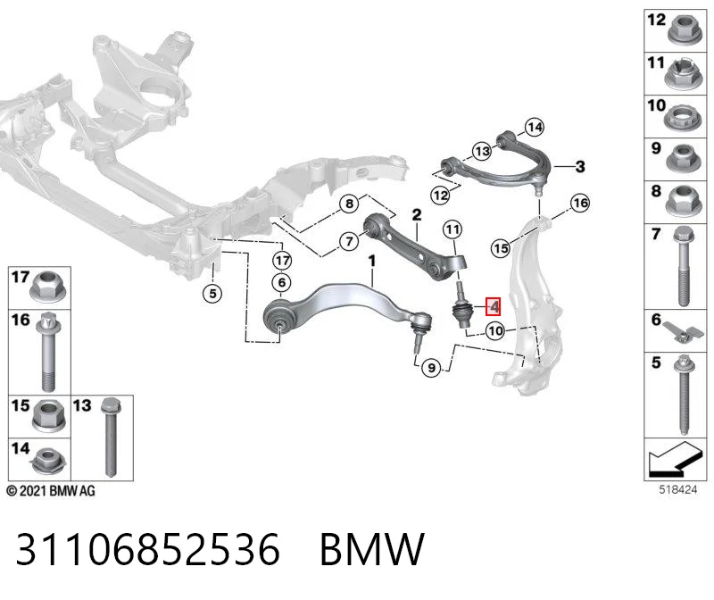 31106852536 BMW Sworzeń wahacza dolny