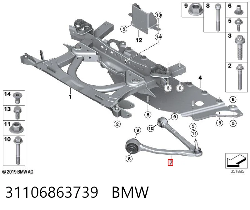 31106863739 BMW Wahacz zawieszenia przedniego dolny lewy