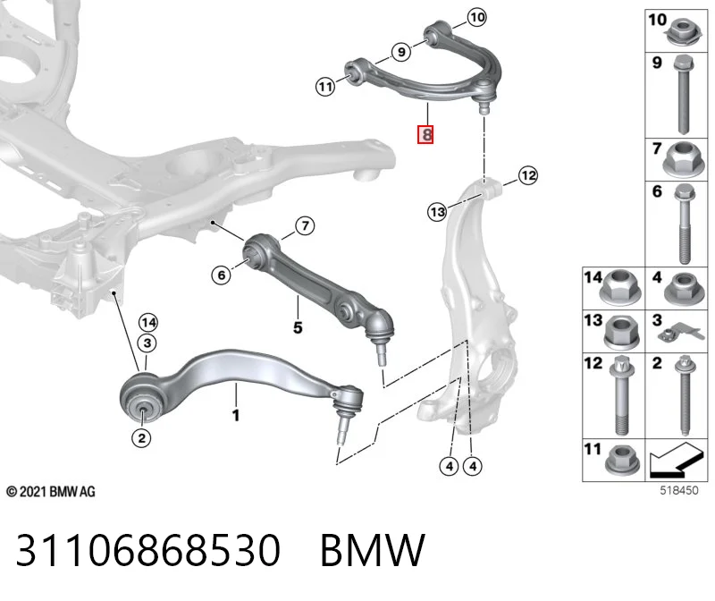 31106868530 BMW Wahacz zawieszenia przedniego górny lewy/prawy