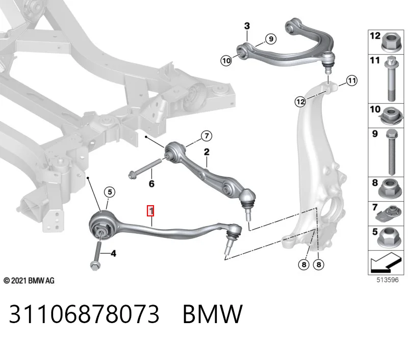 31106878073 BMW Wahacz zawieszenia przedniego dolny lewy