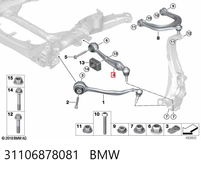 31106878081 BMW Wahacz zawieszenia przedniego dolny lewy