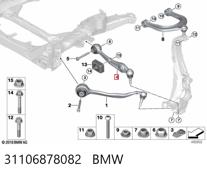 31106878082 BMW Wahacz zawieszenia przedniego dolny prawy