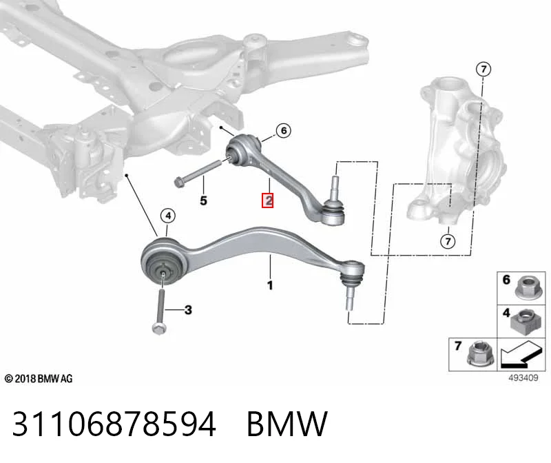 31106878594 BMW Wahacz zawieszenia przedniego dolny prawy