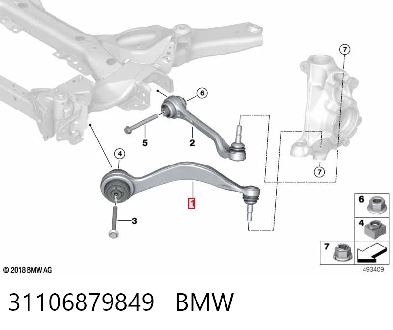 31106879849 BMW Wahacz zawieszenia przedniego dolny lewy
