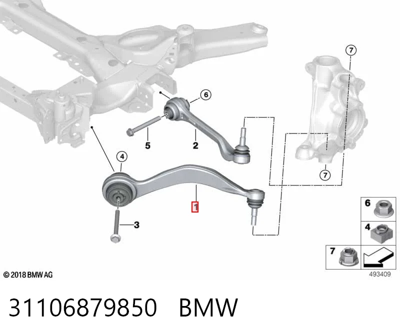 31106879850 BMW Wahacz zawieszenia przedniego dolny prawy