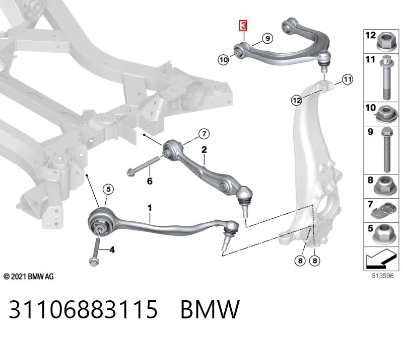 31106883115 BMW Wahacz zawieszenia przedniego górny lewy