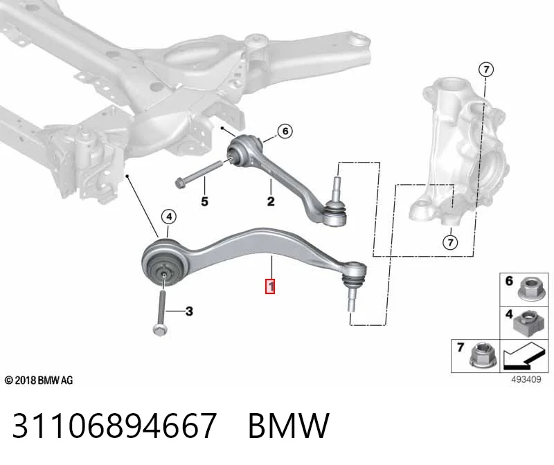 31106894667 BMW Wahacz zawieszenia przedniego dolny lewy