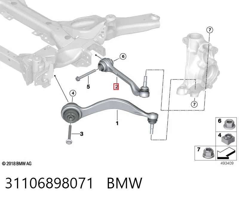 31106898071 BMW Wahacz zawieszenia przedniego dolny lewy
