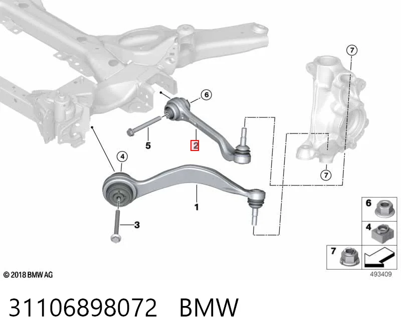 31106898072 BMW Wahacz zawieszenia przedniego dolny prawy