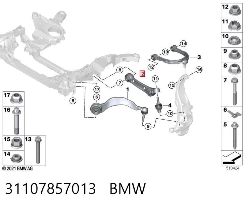 31107857013 BMW Wahacz zawieszenia przedniego dolny lewy