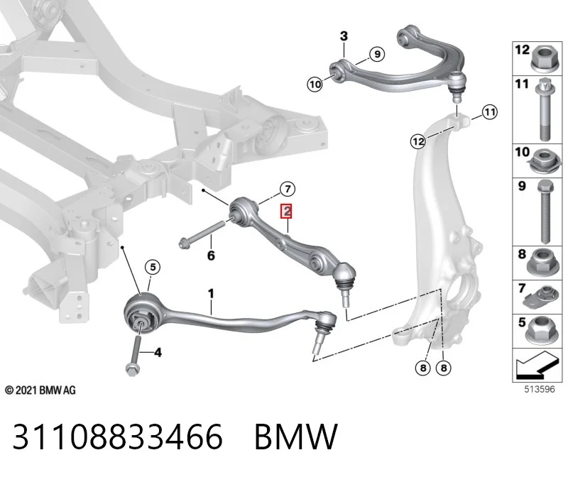 Wahacz zawieszenia przedniego dolny prawy BMW 31108833466 cena, od 143,83 USD