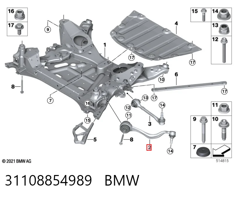 31108854989 BMW Wahacz zawieszenia przedniego dolny lewy