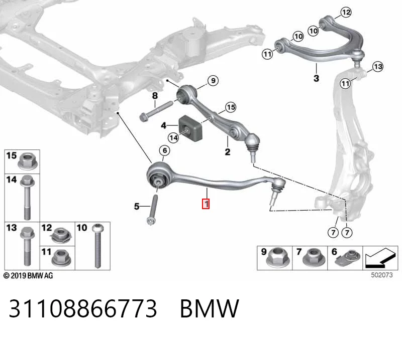 31108866773 BMW Wahacz zawieszenia przedniego dolny lewy