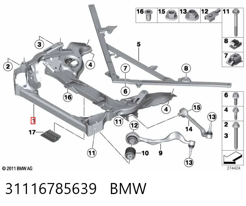 31116785639 BMW Korpus osi przedniej