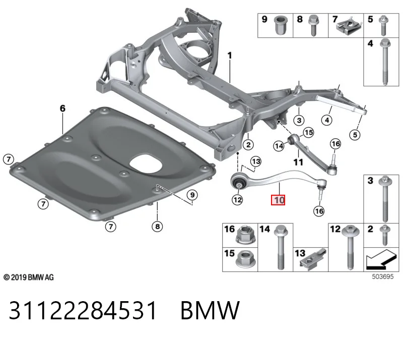31122284531 BMW Wahacz zawieszenia przedniego dolny lewy