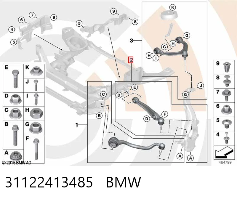 31122413485 BMW Wahacz zawieszenia przedniego dolny lewy