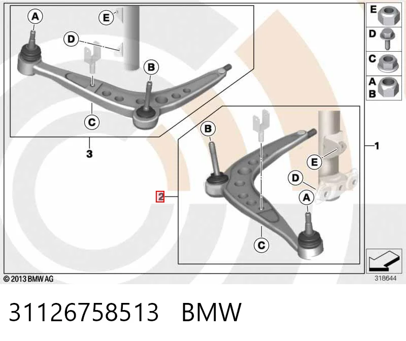 31126758513 BMW Wahacz zawieszenia przedniego dolny lewy