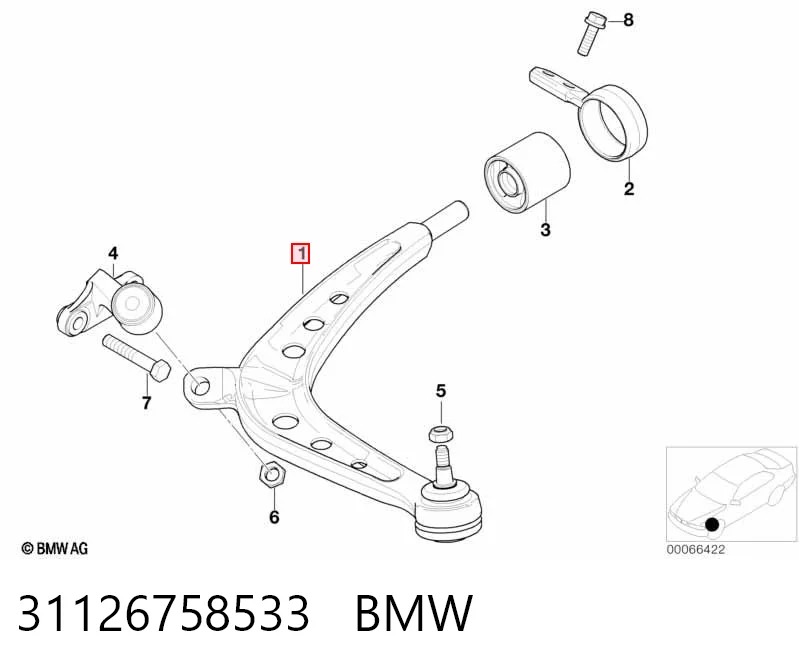 31126758533 BMW Wahacz zawieszenia przedniego dolny lewy