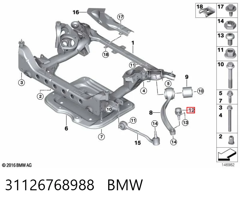 31126768988 BMW Sworzeń wahacza dolny