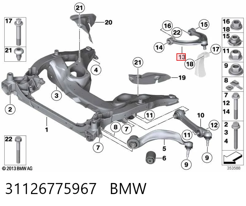 31126775967 BMW Wahacz zawieszenia przedniego górny lewy/prawy