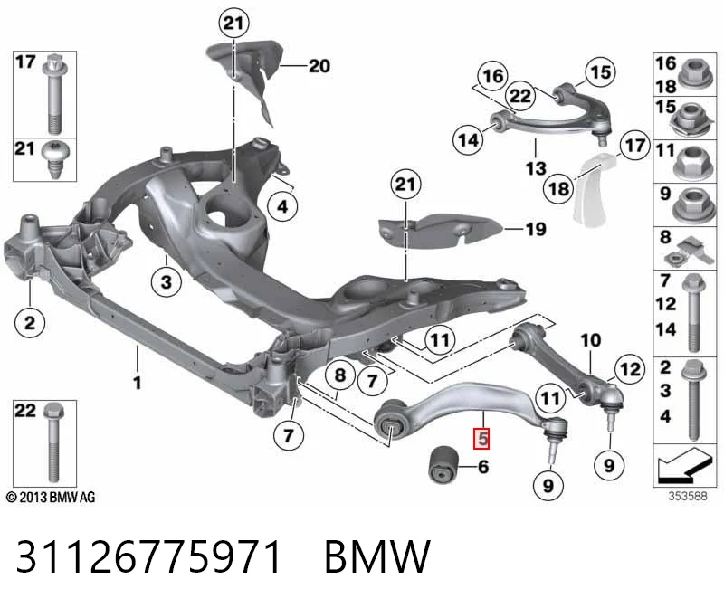 31126775971 BMW Wahacz zawieszenia przedniego dolny lewy