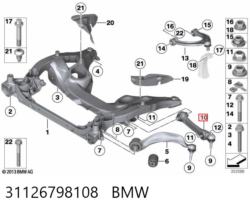 31126798108 BMW Wahacz zawieszenia przedniego dolny prawy