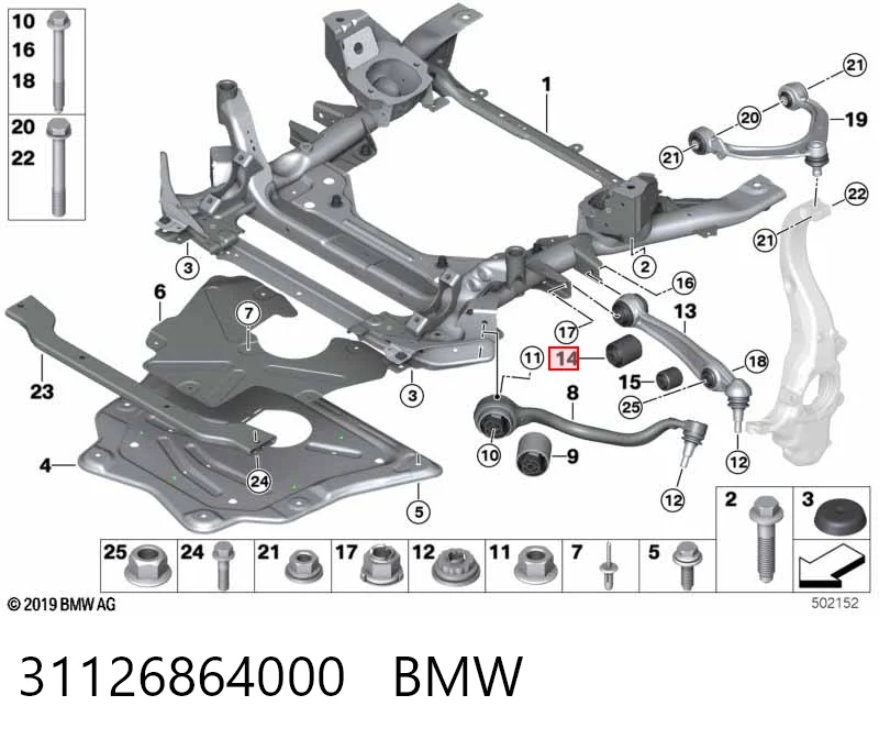 31126864000 BMW Silentblock przedniego wahacza dolnego