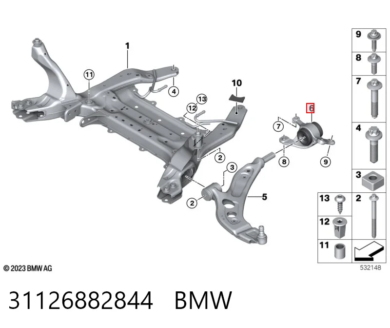 31126882844 BMW Silentblock przedniego wahacza dolnego