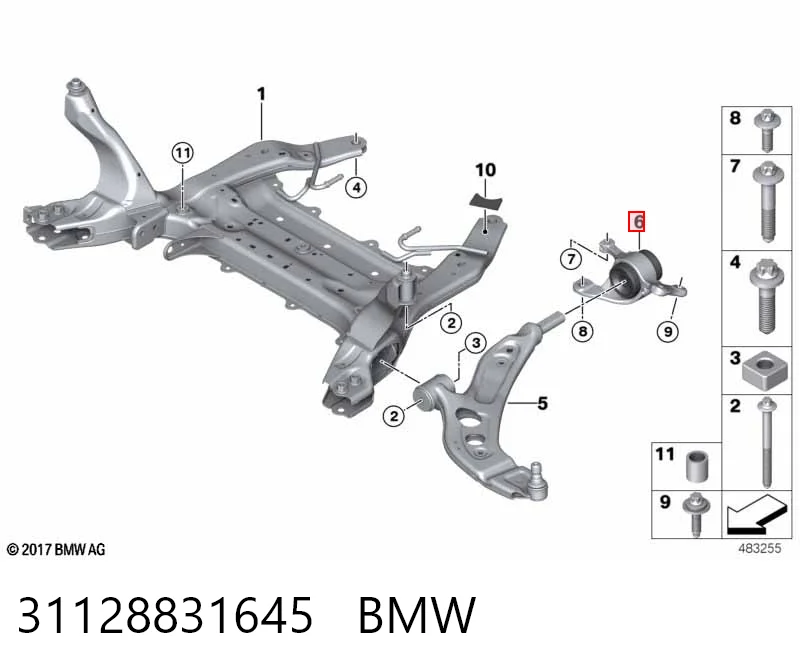 31128831645 BMW Silentblock przedniego wahacza dolnego