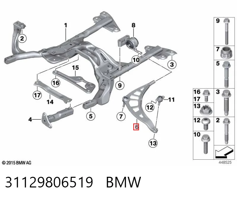 31129806519 BMW Wahacz zawieszenia przedniego dolny lewy