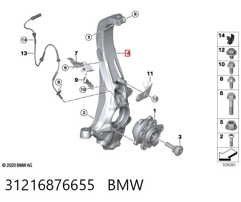 31216876655 BMW Czop (zwrotnica) przedni lewy