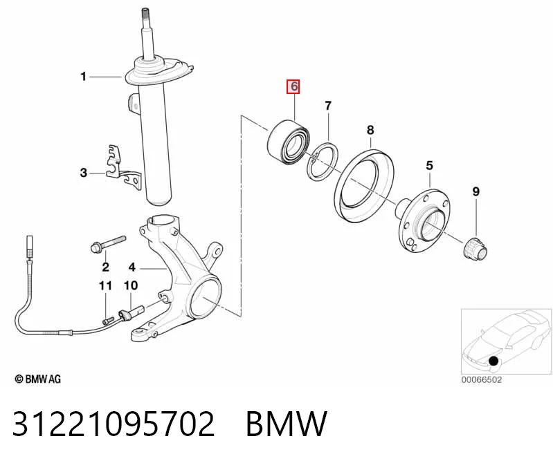 31221095702 BMW Lożysko piasty tylnej/przedniej