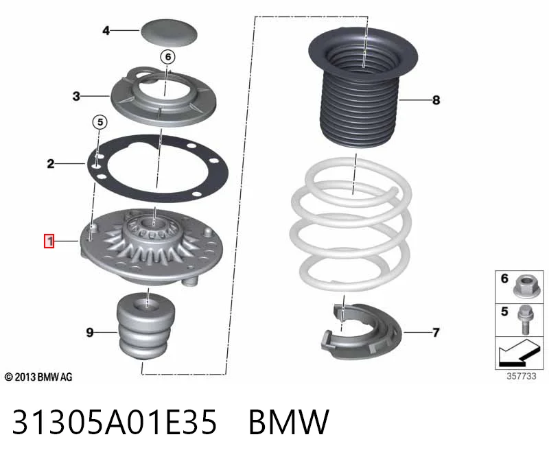 31305A01E35 BMW Poduszka amortyzatora przedniego