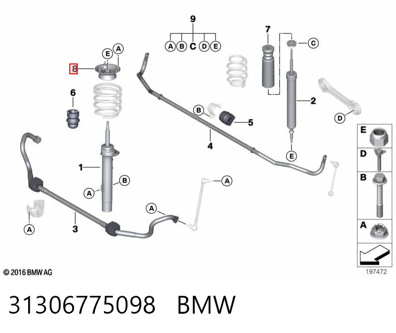 31306775098 BMW Poduszka amortyzatora przedniego