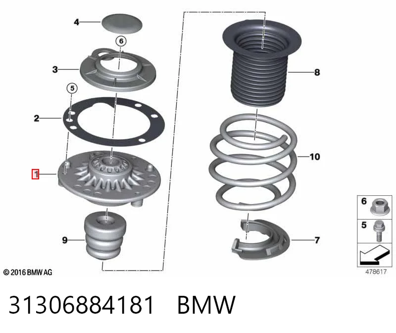31306884181 BMW Poduszka amortyzatora przedniego