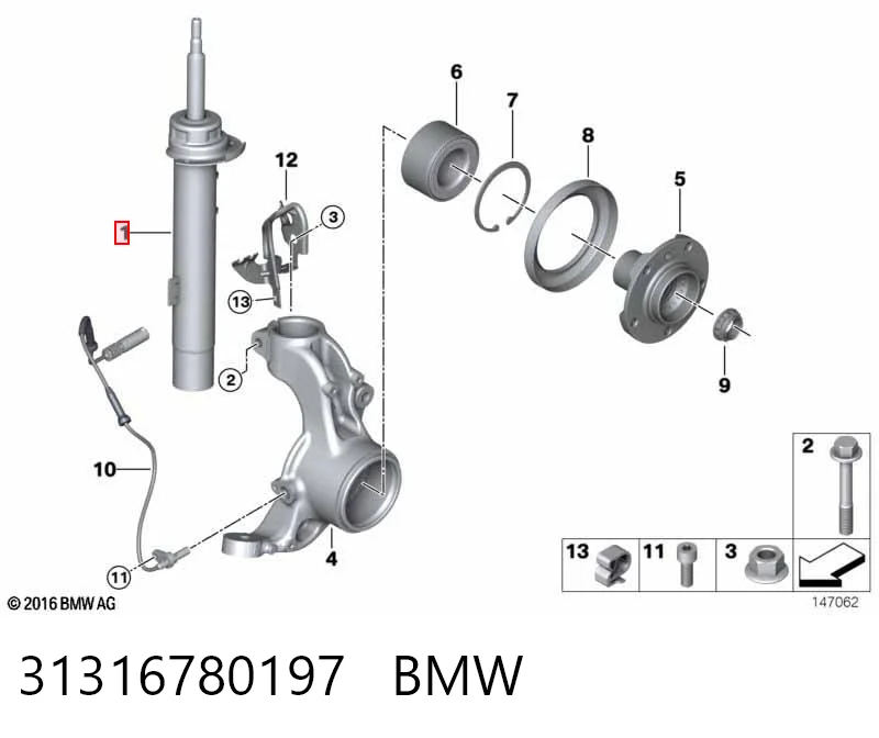 31316780197 BMW Amortyzator przedni lewy