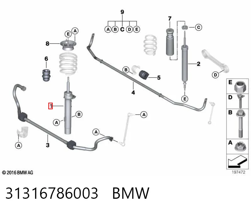 31316786003 BMW Amortyzator przedni lewy