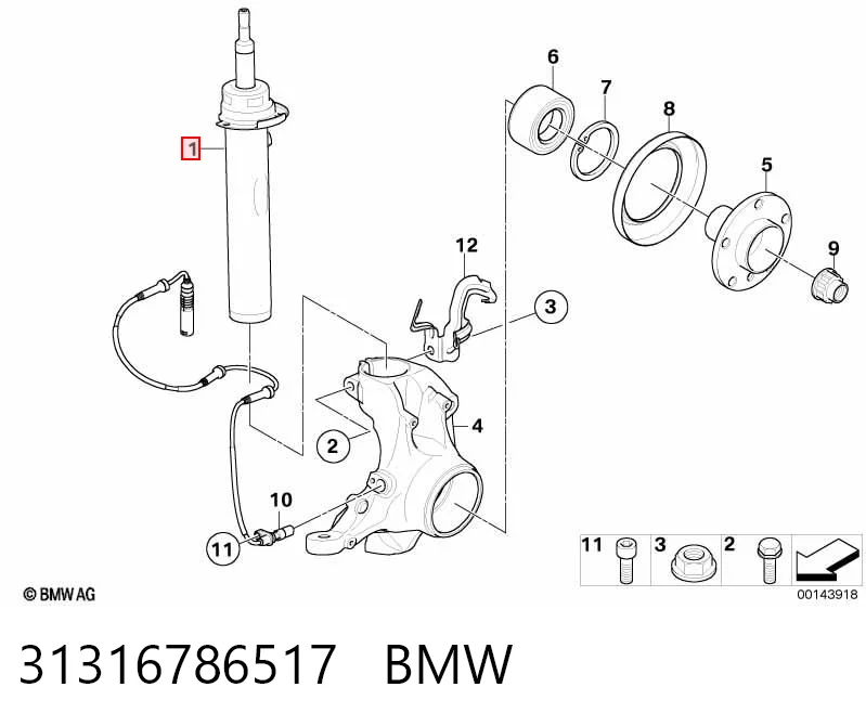 31316786517 BMW Amortyzator przedni lewy
