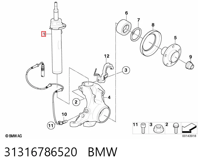 31316786520 BMW Amortyzator przedni prawy